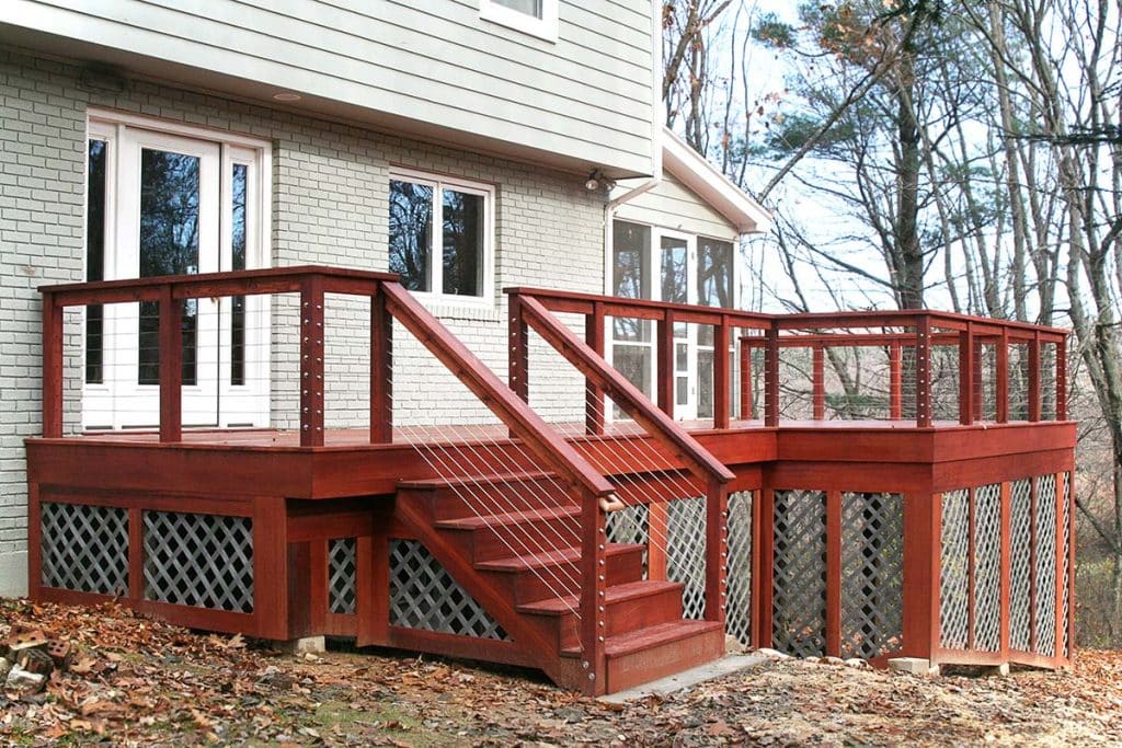Photograph of a custom residential deck built by Integrity Development & Construction in Amherst, MA.