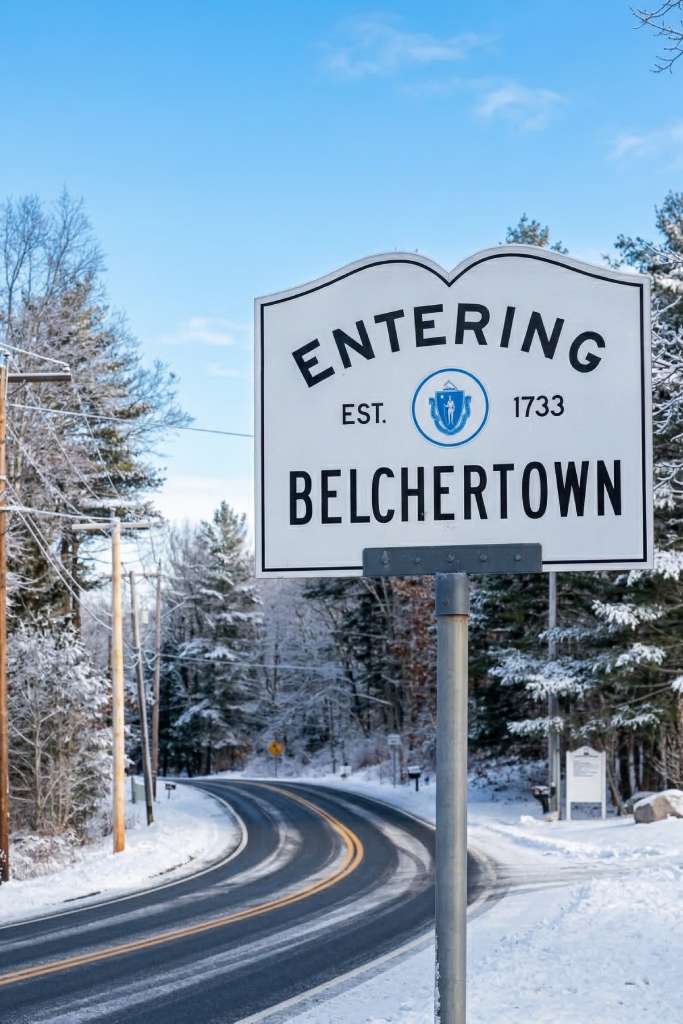 Entering Belchertown Massachusetts sign