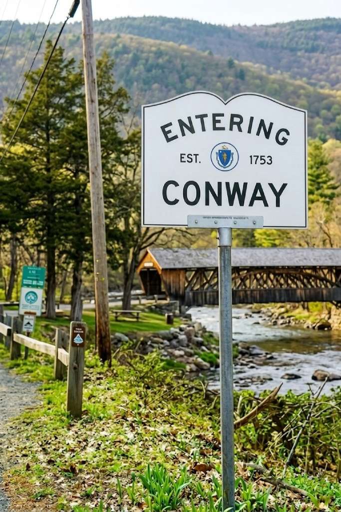 Entering Conway Massachusetts sign