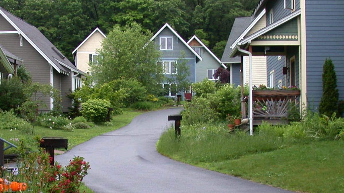 History Timeline 2 Homes at the Pioneer Valley Cohousing Community in Amherst, MA, built by Integrity in 1994