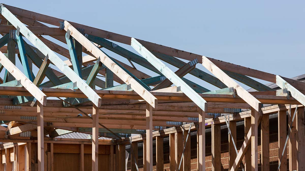 Roof truss framing on a new build subject to the Massachusetts building code and permit inspections